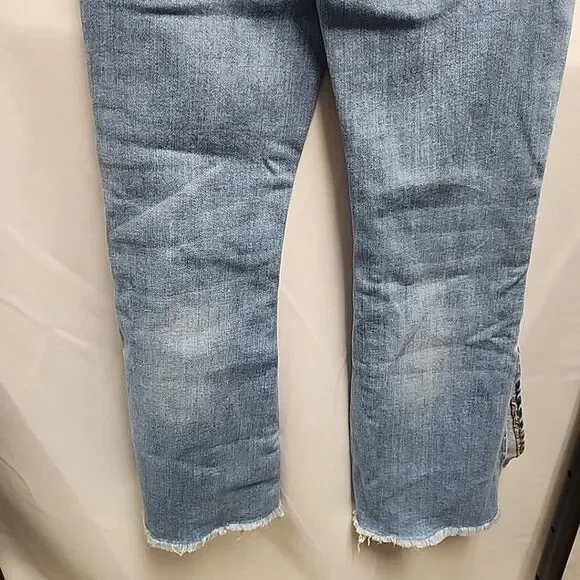 Flying Monkey - Mid Rise Split Hem Distressed Flare Jeans Women's Size 25 - Picture 9 of 15